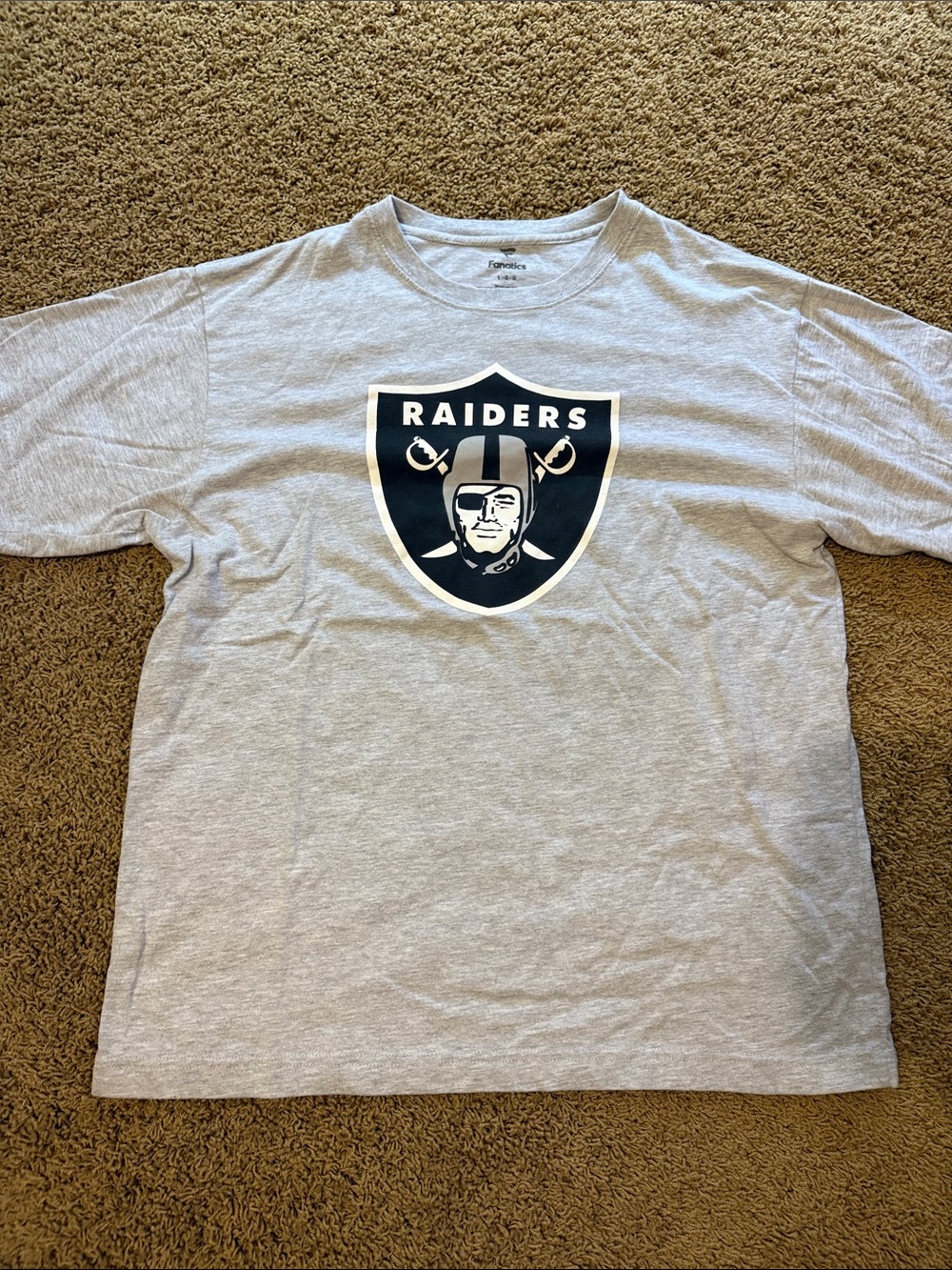 Fanatics Raiders Light Gray Short Sleeve Logo Tee